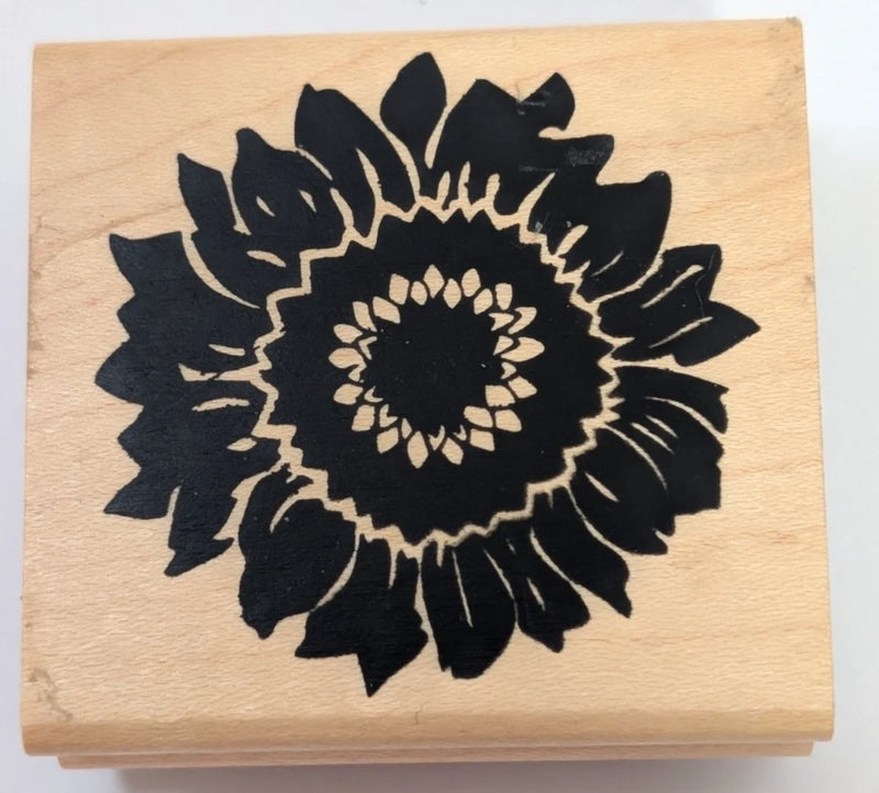 Vintage Wood/Rubber Stamp Sunflower Burst Spring Flower Sunflower