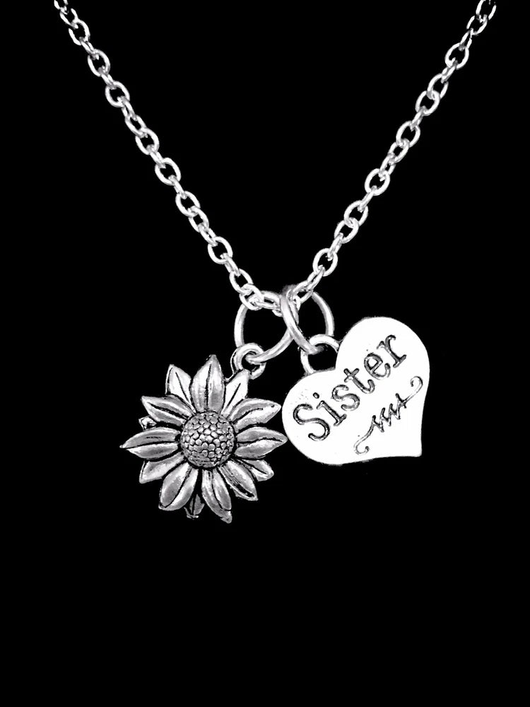 Daisy Sunflower Necklace Flower Sister Nature Sisters Mother's Day Gift Jewelry Sunflower