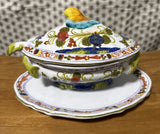 CACF I.I. Faenza Italy Blue Carnation Garofano Gravy Boat Sauce Serving 9Ó Plate Carnation