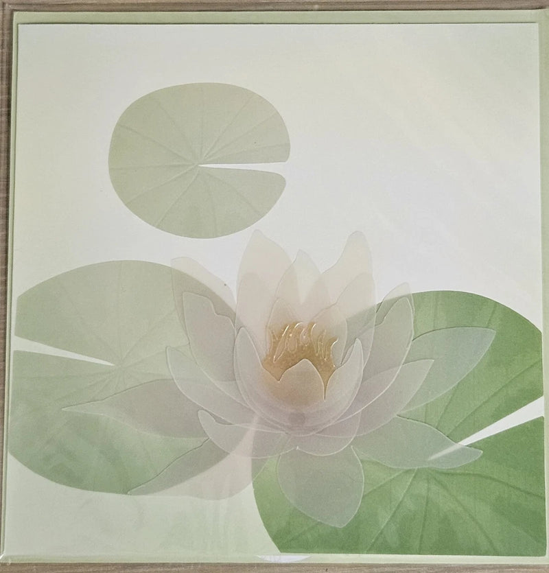 PAPYRUS TRANSPARENT LOTUS  WATER LILY FLOWER SYMPATHY GREETING CARD Lily