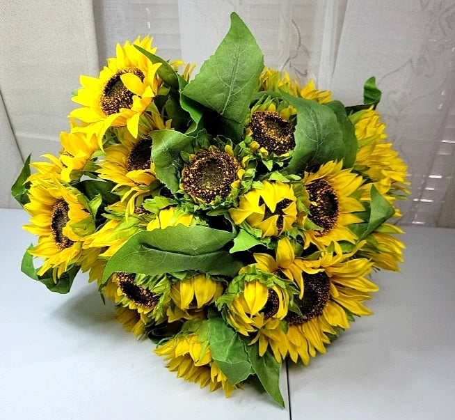 33-Life Like Silk Sunflowers 5-Bundles of 6 + 3 Extra Sunflower