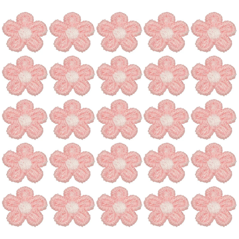 50 Pcs Mini Daisies Flower Sew on Patches, Flower Appliques Patches, Pink Daisies