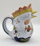 Italian Faenza Cottura Garofano Blue Carnation 8.5" Rooster Pitcher Bruno Brolli Carnation