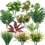 18 Pcs Artificial Plants Outdoor, Fake Boxwood Plants UV Resistant Artificial... Green Plant