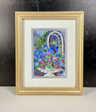 Ellen V Cuddy Original Painting Blue Pink Hydrangeas and Arbor Cape Cod Artist Hydrangea