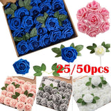 25/50x Artificial Fake Plant Bunch Rose Flowers Bouquet Home Decor Wedding Party Bouquet