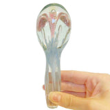 Decorative Blown Art Glass Pink Lily Flower Floral Blue Paperweight Bauble Decor Lily