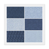 Light Blue & Navy Blue FAT QUARTERS: 6) 18" x 22" FQ Bundle, 100% Cotton Fabric Flowering Plants