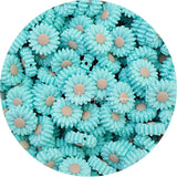 2x DAISY silicone beads AQUA 22mm DIY flower keyring sunflower bead blue green Sunflower