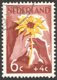 Netherlands 1949,  Sunflower, NIWIN, 6 cent, used, VF Sunflower