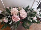Pink wedding centerpiece, pink hydrangea flower centerpiece, peony floral Peony