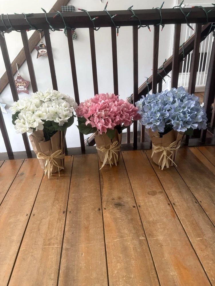 New Blue Pink Or White Potted Faux Artificial Hydrangea Flower Fake Plant Hydrangea