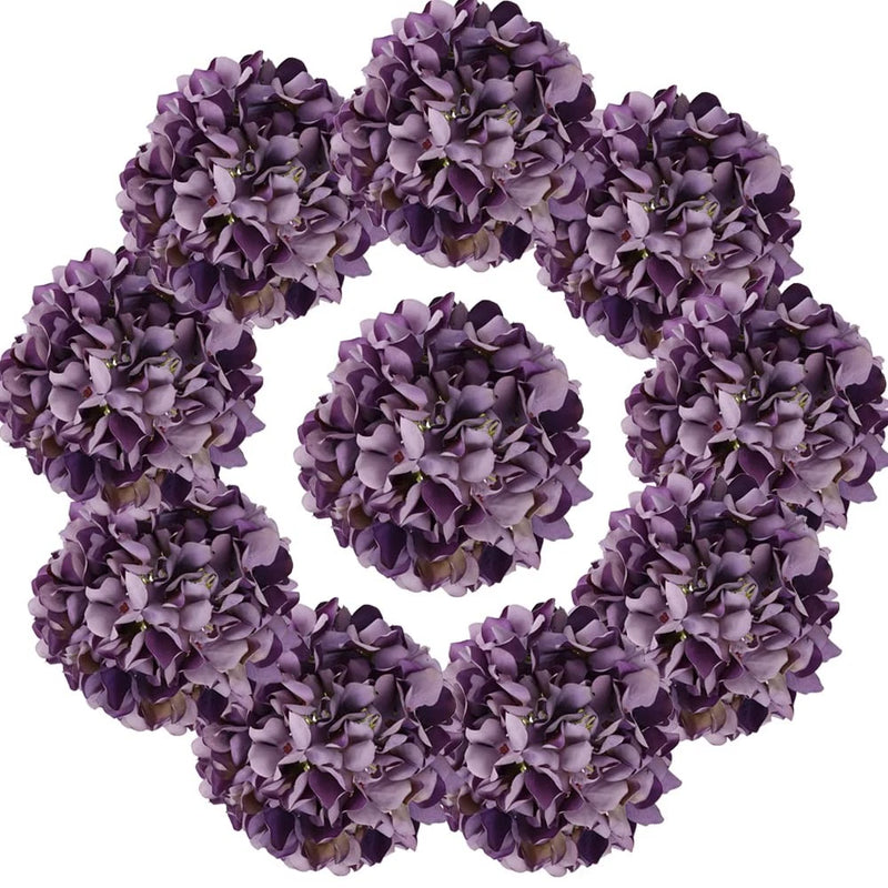 Vintage Purple Hydrangea Large Silk Flowers 10pcs Hydrangea Artificial Flower... Hydrangea