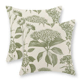 Sage Green Pillow Covers 18x18 Set of 2 Boho Floral Hydrangea Herbs Botanical... Hydrangea