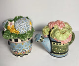 Sakura Debbie Mumm Hydrangea Sugar Potted Plant & Geranium Creamer Water Can Set Hydrangea