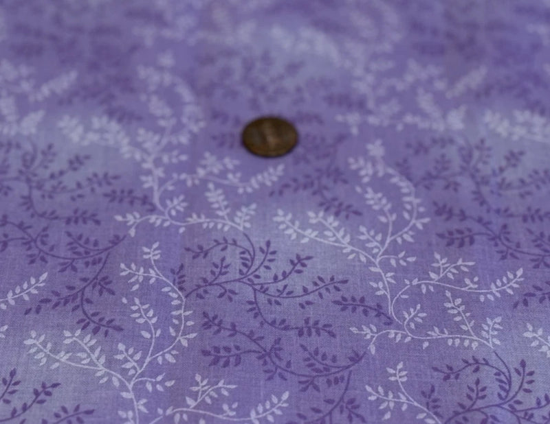 Tonal Lavender * Vines & Leaves * 100 % Cotton * 8" x 22" * Fabric Traditions * Flowering Plants