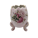 Parma AAI Footed Cracked Egg Porcelain Hand Painted Pink Carnation Planter Vase Carnation