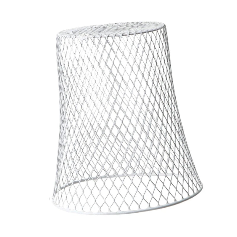 White wire mesh plant cloche cover pot, cylindrical with open base