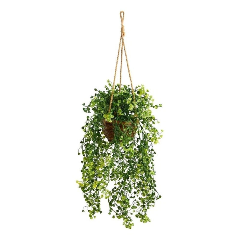 Nearly Natural 20" Baby Tear Artificial Plant in Hanging Basket in Green Green Plant
