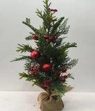 Green Pine With Red Berries And Balls In A Pot Faux Plants And Trees Green Plant