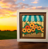 3D Layered Card Stock Framed Sunflower Market Shadow Box Sunflower