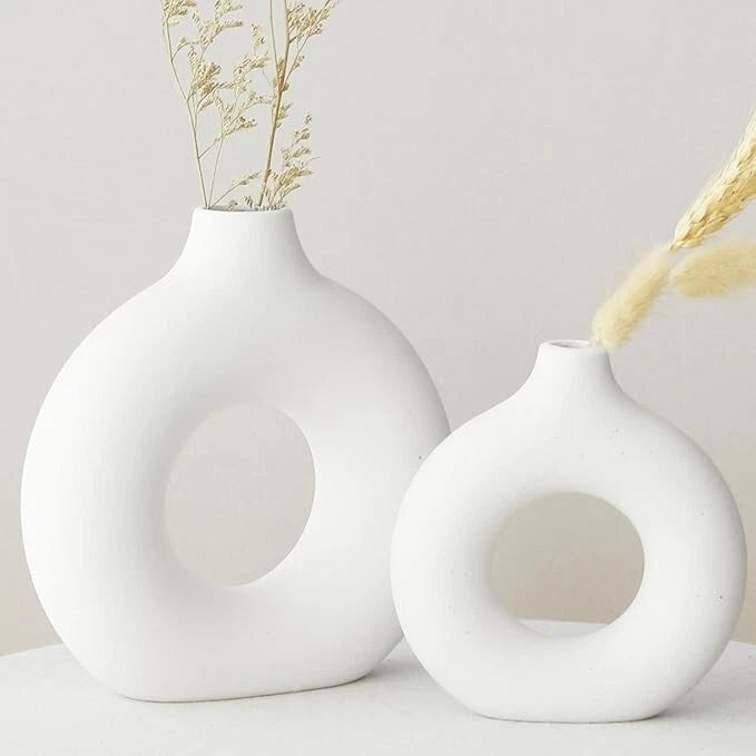 ZIFTY Ceramic Flower Vase Set of 2 Room Decor Vase for Pampas Grass Minimalism S Pampas Grass