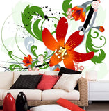 3D Red Lily Flower K1085 Wallpaper Mural Self-adhesive Removable Sticker Kay Lily