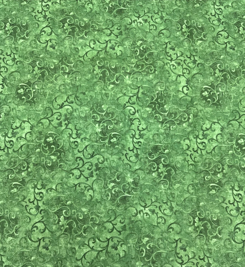 Wilmington Prints Essentials Holly Green Scroll Cotton Quilting Fabric BTHY #48 Flowering Plants