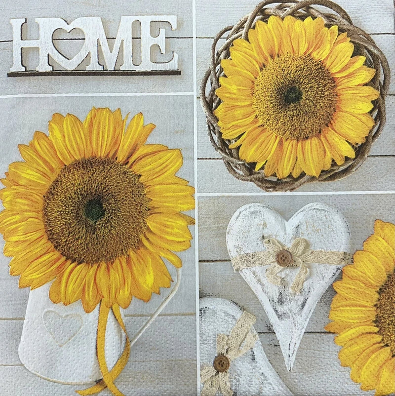 Decoupage Paper Napkins Luncheon Free Ship Flowers Sunflower Floral Spring - Two Sunflower