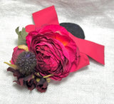 Kanzashi Kimono Furifu Ranunculus Hair Clip Red Ribbon Flower Decoration Ornamen Ranunculus