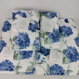 6pc 2 Bath & 2 Hand Towels & 2 Finger Tip Flowers Blue Hydrangeas Floral Flowers Hydrangea