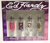 Ed Hardy Skulls & Roses Villain Hearts Daggers edp Spray Women 4pc Gift Set Nib Roses