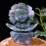 Moss Agate Sunflower Hand Craved Healing Stone Crystal Flower Reiki Decor Energy Sunflower