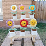 Handmade Crochet Smiling Flower in Pot Ð Amigurumi Sunflower Daisy Decor Sunflower