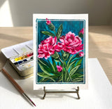 Original Acrylic Painting Handmade 5 x 7 Carnation birth flower SFA Mother's Day Carnation