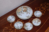 Vintage NIPPON Japan 6 Pc Hand Painted Nut Bowl Set HYDRANGEA Flower Raised Gold Hydrangea