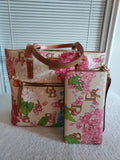 DOONEY  & BOURKE CREAM HYDRANGEA __MONOGRAM __FLORAL SATCHEL__ & LARGE... Hydrangea