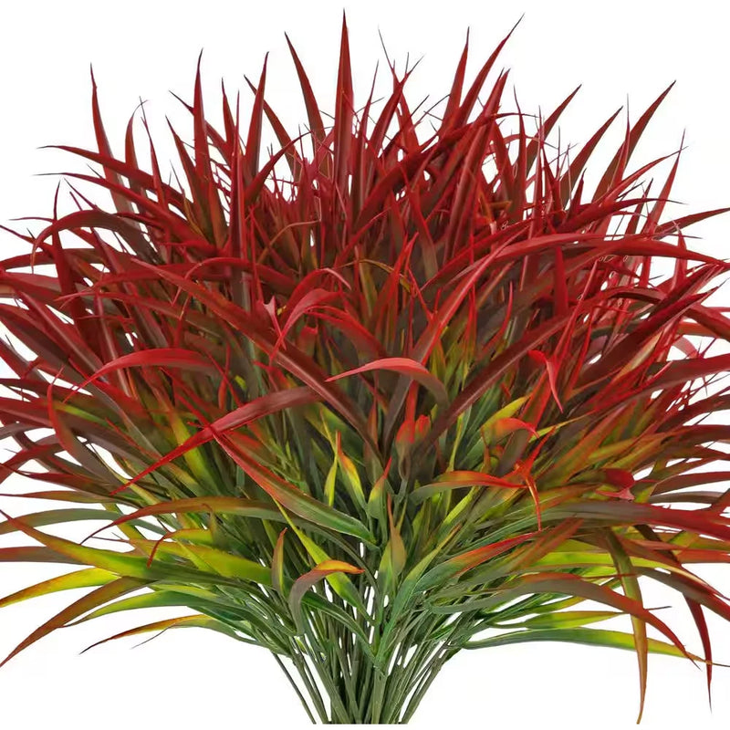 0.10 In. H Red Artificial Plant with 16 Bundles for Outdoor Decoration Green Plant