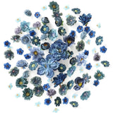 Mini Artificial Flower Heads Dusty & Navy Blue Fake Peony Daisy Rose Multicol... Peony