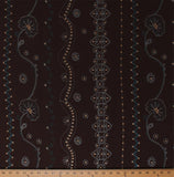 Embroidered Floral Vines Sequins Dark Chocolate Brown Fabric by Yard (D245.04) Flowering Plants