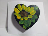 Handmade Black Heart with Floral Yellow Sunflower Brooch/Pin 1.75" X 1.75" Sunflower