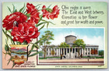 Postcard State Capitol Columbus Ohio Scarlet Carnation Flower C141 Carnation
