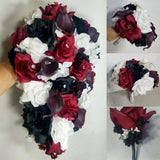 Burgundy Black White Rose Calla Lily Bridal Wedding Bouquet Accessories Bouquet