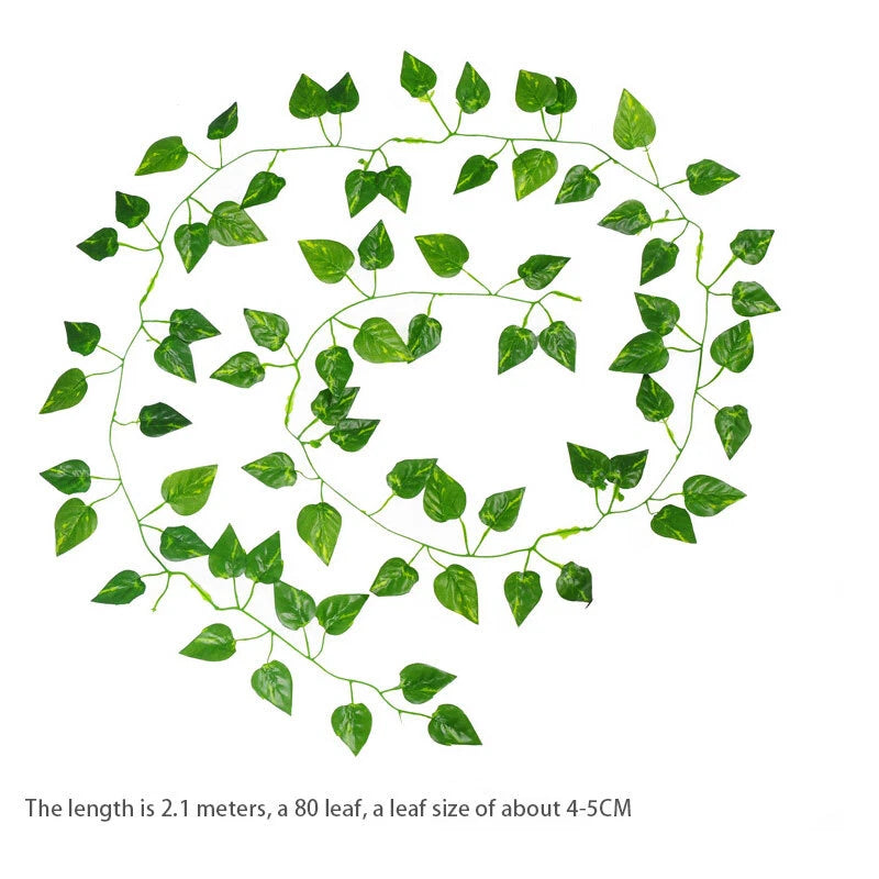 Home Vine Fake Foliage Fake Plant Flowers Artificial Lvy Garland Decoratio -2pcs Green Plant