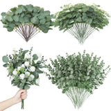 180 Pcs 3 Kinds Mixed Eucalyptus Leaves Stems Bulk Artificial Silver Dollar L... Green Plant