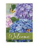 Evergreen Hydrangea And Butterfly Welcome Garden Burlap Flag 12.5Óx18Ó NEW Hydrangea