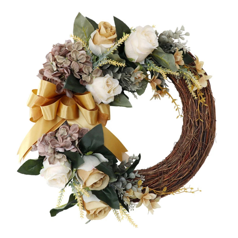 Hydrangea & Rose Wreath Artificial Flower Vintage color Hydrangea