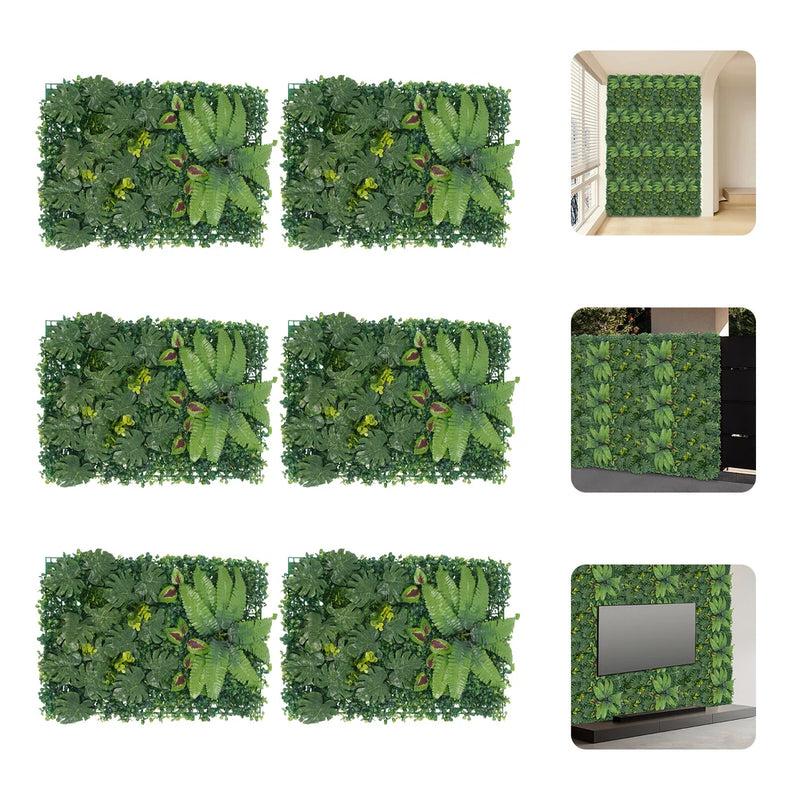 6pcs Artificial Plant Foliage Hedge Grass Mat Greenery Wall Fence Panel Green Green Plant