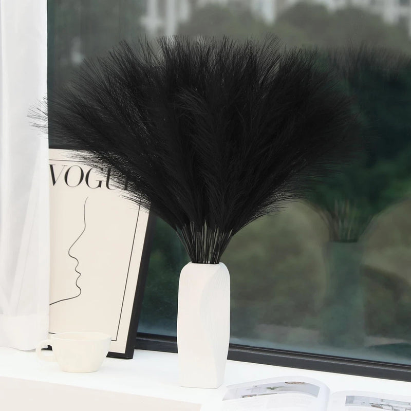 Artificial Pampas Grass, 30pcs 24in, Gothic Home Decor, Black Pampas Grass