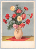 Postcard Art of Carnation in Flower Vase Colorful Carnation
